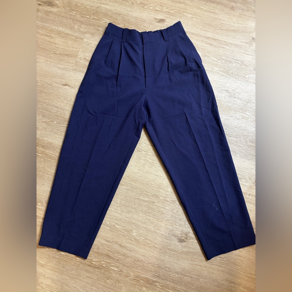 Marni x Uniqlo Double Pleated‎ Virgin Wool Wide Leg Trouser Pants Size L Womens